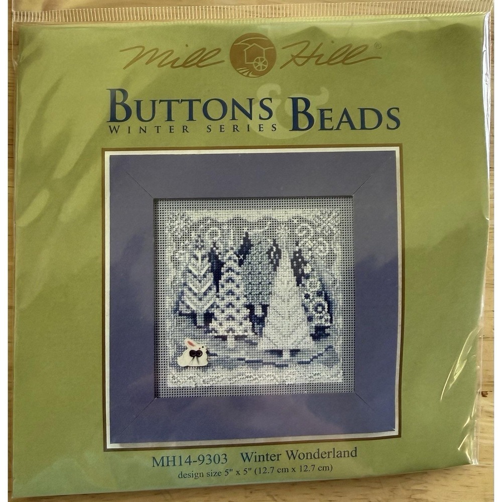 Mill Hill Winter Series Button Beads WINTER WONDERLAND Kitw Ceramic Bunny Button